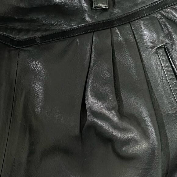 G. Gucci Vintage 70s High Rise Black Leather Pants Womenβs Size Large - Picture 4 of 16